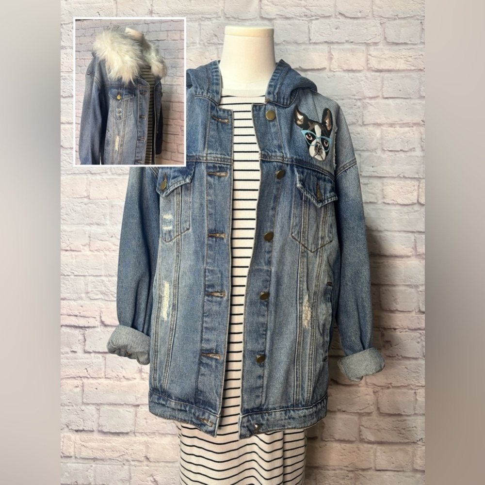 Bluivy Over Sized Denim Jacket With Removable Fur